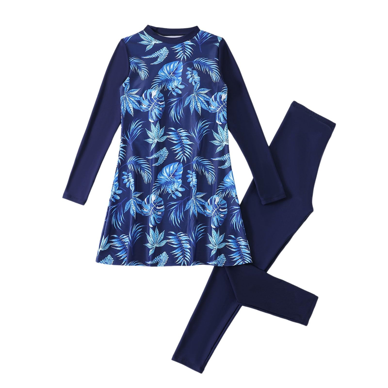 Générique Maillots de Bain 2 Pièces Femme Rashguard Set Manches Longues Tankini Protection Solaire Anti-UV T-Shirt Top de Sport pour Vacances Surf Plage Natation Maillot de Bain Shorty Séchage Rapide