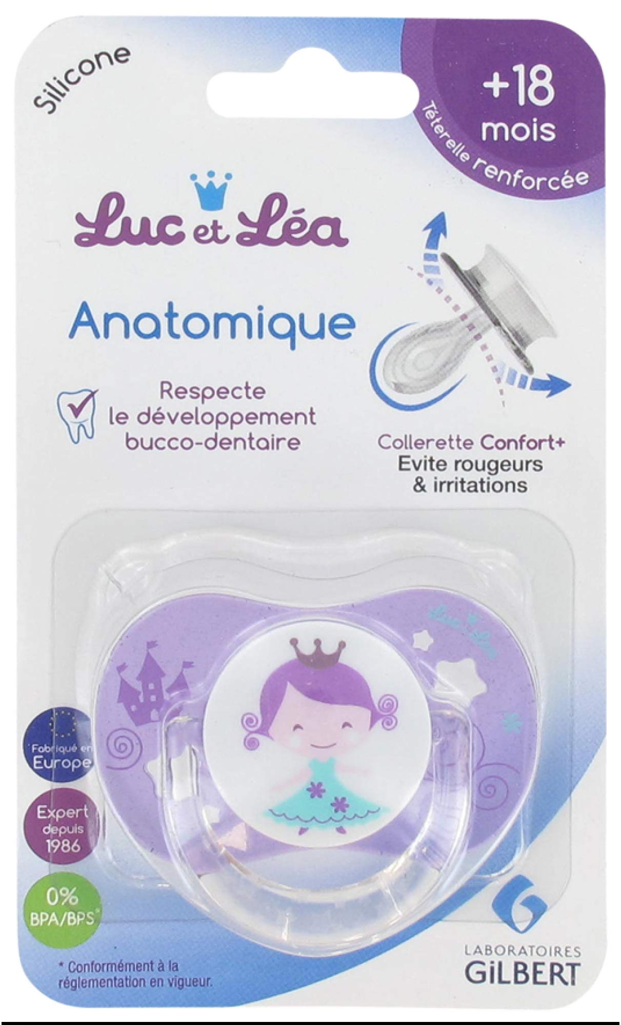 Luc et Léa Silicone Anatomic Soother with Ring + 18 Months - Princess