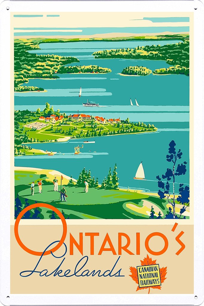 Tin Sign of Retro Vintage Travel Poster Ontario Canada (20x30cm