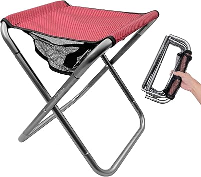 LYHLYA Campingpall, bärbar hopfällbar pall i XXL storlek campingstol för vuxna aluminiumlegering hopfällbar pall för resor, camping, vandring, fiske, trädgårdsskötsel med bärväska