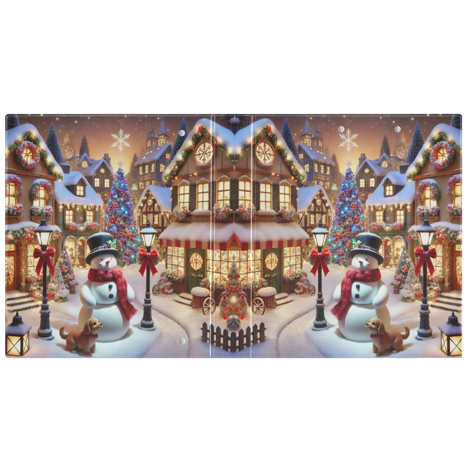 Raccoglitore a 3 anelli con pupazzo di neve, 3,8 cm, contiene 200 fogli, raccoglitori ad anelli rotondi, organizer di base, per scuola, ufficio, casa, confezione da 2