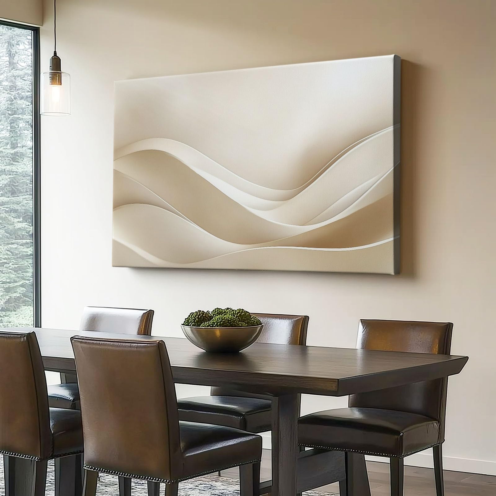 Cuadro sobre Lienzo 150 x 50 cm (Sin marco), Cuadros Lienzos Rayas Simples Y Onduladas Para Salón Dormitorio Comedor Oficina, Moderno Luz Grande Decoracion