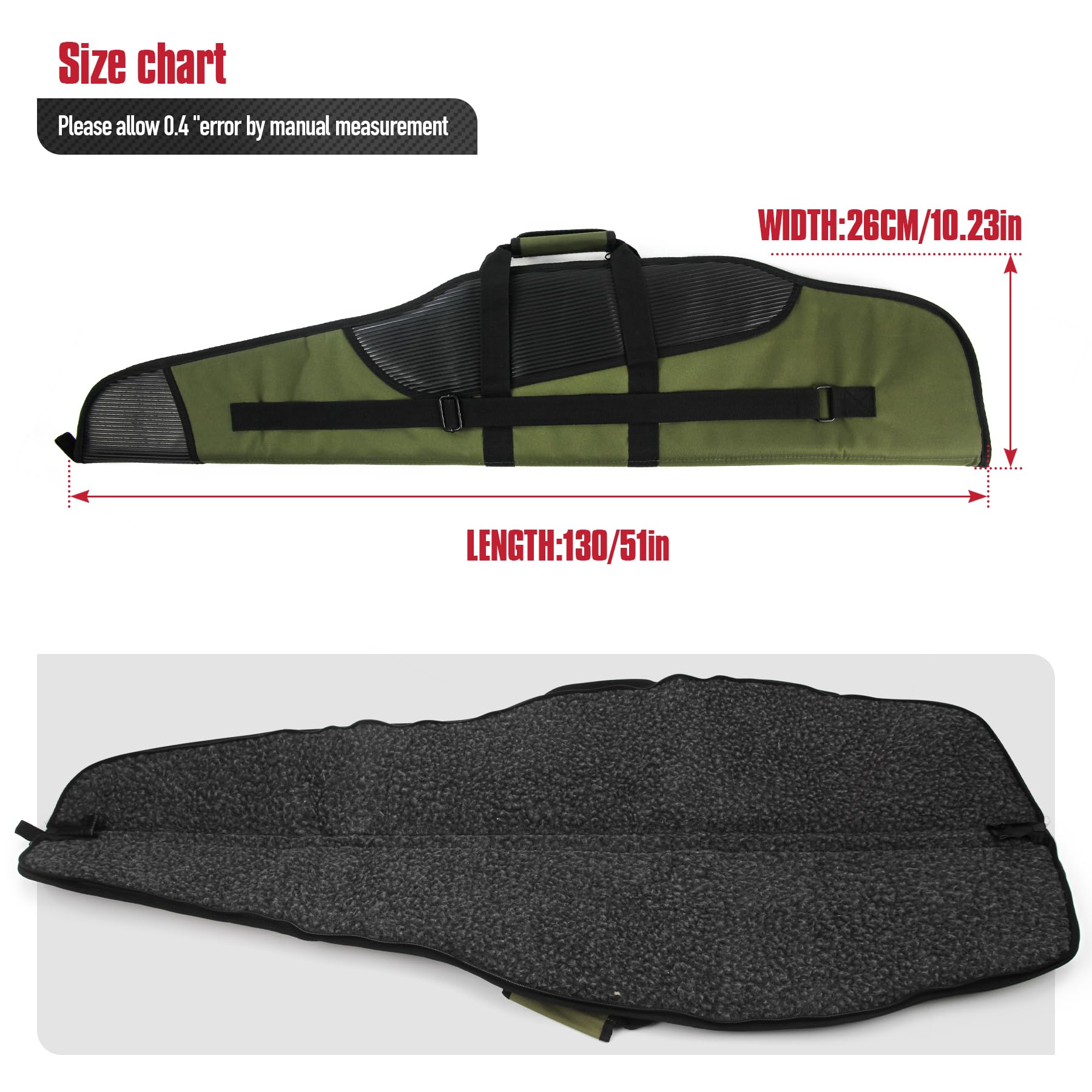 VicBre gepolsterte Gewehrtasche 120/125/130 Zentimeter Abschließbar Futteral Langwaffen für Jagd und Schießen weicher Gewehrkoffer