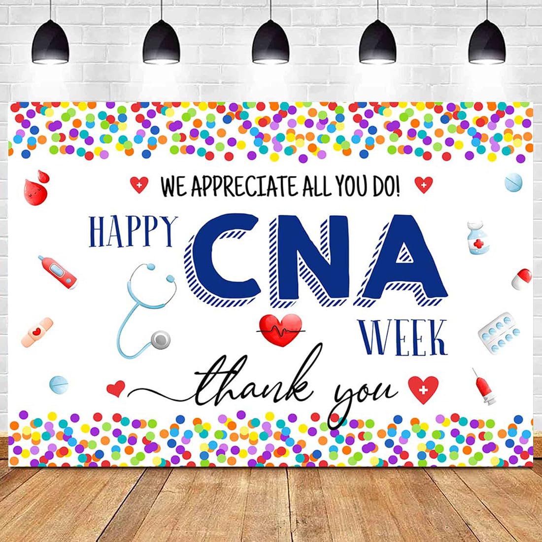 Wollmix CNA Week Thank You Banner Backdrops Decorations We Appreciate You Sign Photography Background Photo Booth Props Indoor Outdoor Party Supplies
