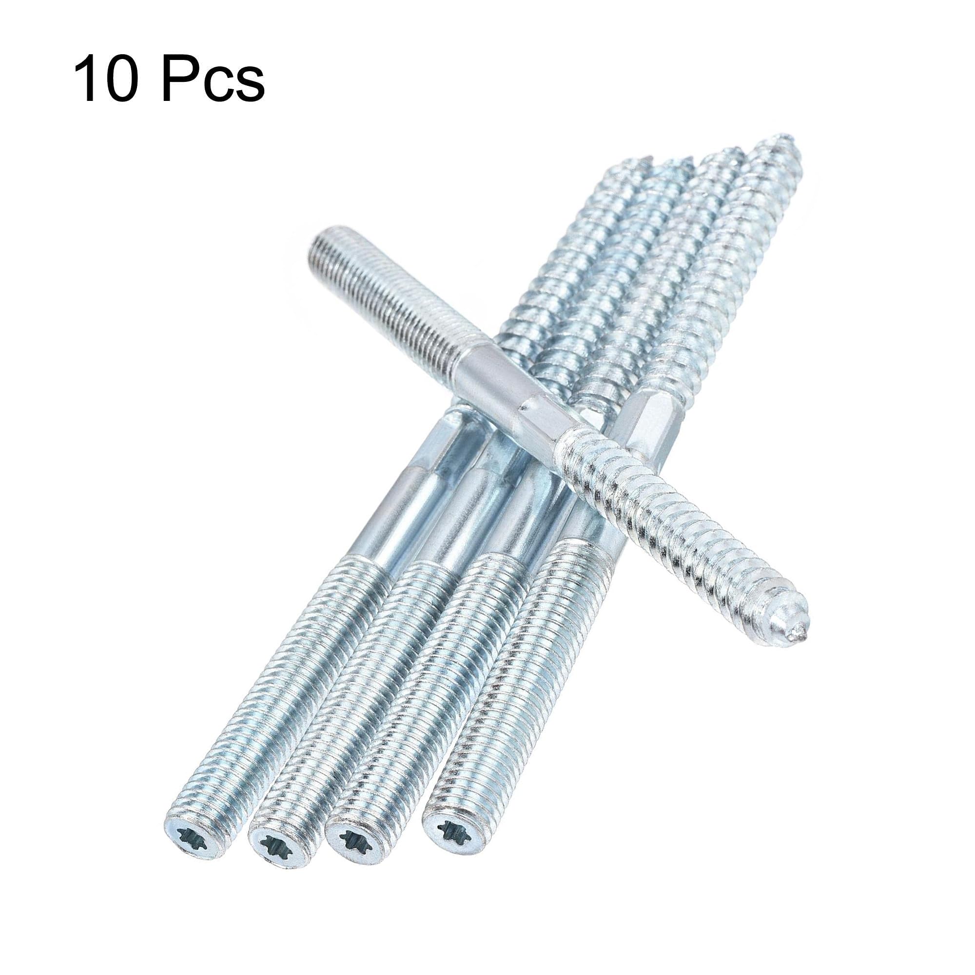 TOP-VIGOR 10Pcs Hanger Bolts, M10x140mm Double Headed Bolts Self Tapping Screw, Double Ended Dowel Screws - Image 3