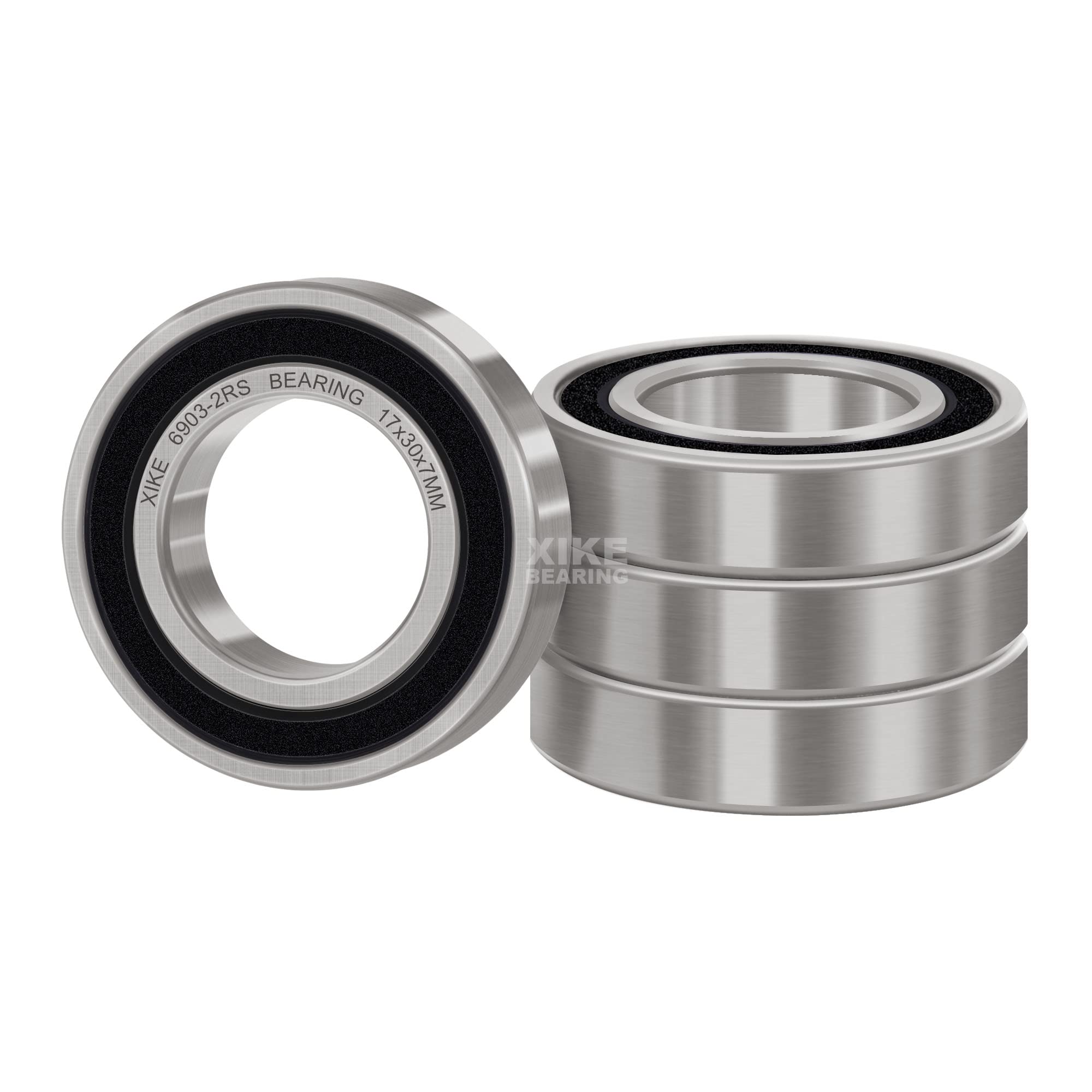 XiKe 4 sztuka 6903-2RS łożysko kulkowe 17x30x7mm, wustronne uszczelnienie gumowe i stal chromowa, 6903RS uszczelnione łożysko kulkowe zwykłe