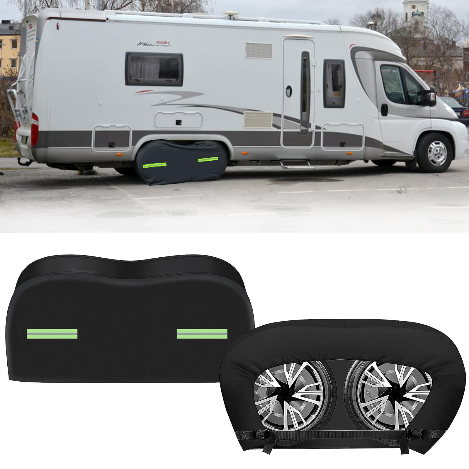 2 Coperture Spesse Per Pneumatici Doppi Per Camper E Rimorchio - 30-32 Pollici - Oxford 600D Con Fodera In Peluche