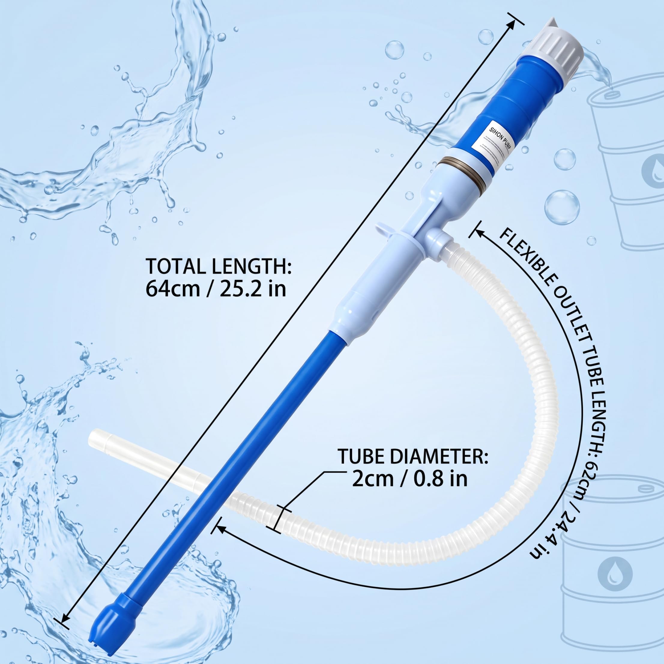 Pompa per trasferimento olio portatile con pompa dell'acqua a batteria con tubo da 22, 8 blu