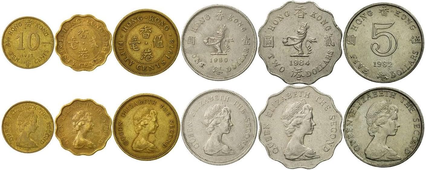 6 Novelty Coin Set from Hong Kong | Token Set Collection | Elizabeth II | Made in 1975-1984