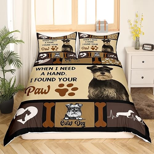Lindo juego de ropa de cama con diseño de perro para niños, niñas, adolescentes, funda de edredón Kawaii con estampado de patas de perro, funda de
