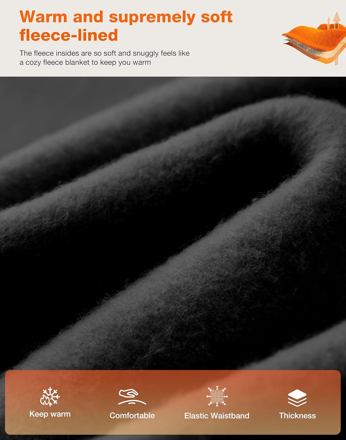 Viodia Womens Fleece Lined Joggers Winter High Waisted Warm Cotton Sweatpants Thick Lounge Sweat Pants with Pockets - Image 6