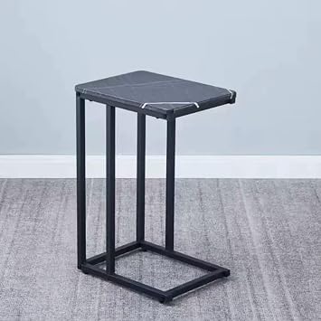 C Shaped End Table for Couch Modern,Small Side Tables Metal Frame,Snack Side Table for Couch,Living Room,Bedroom,Office,Black