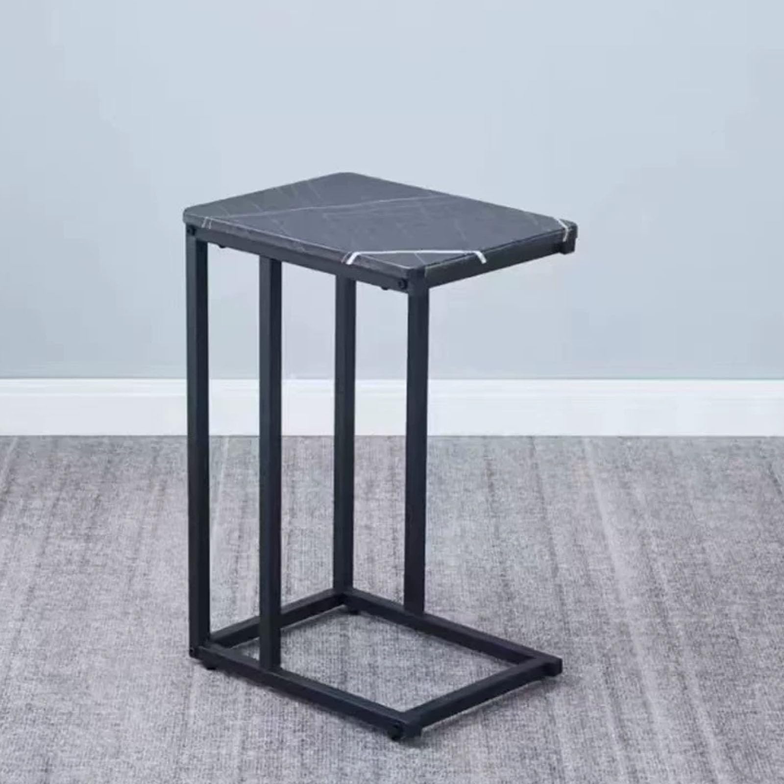 SXZenSpace C Shaped End Table for Couch Modern,Small Side Tables Metal Frame,Snack Couch,Living Room,Bedroom,Office,Black