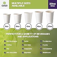 Vista 78 de CIAO! - Vaso para café con tapa de sorbo de cúpula negra, 10-24 onzas (90mm), 1000