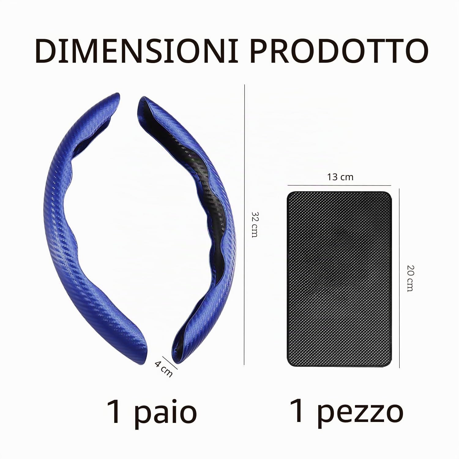 1 Paio Di Coprivolanti, 1 Pezzo Di Tappetino Antiscivolo, Coprivolante In Fibra Di Carbonio, Coprivolante, Copriauto, Volante Segmentato Antiscivolo Per Auto
