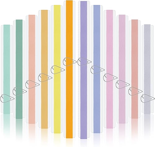 Juego de marcapáginas elásticas multicolor, bandas elásticas para planificador, incluye 30 clips de papel de lágrima de acero inoxidable y 12 bandas