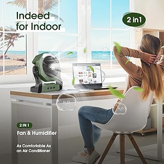 Ausic Portable Misting Fan, Outdoor Fans for Patios with Water Mist, 30000mAh Rechargeable Battery Personal Cooling Fan with Mister, 8-Inch, 250mL Water Tank & LED Lantern, for Home, Outside, Camping