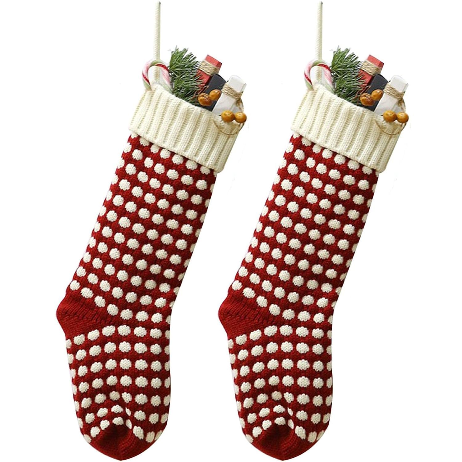 Chaussettes de Noël pour la famille : botte en maille de 45 cm pour décorer la cheminée