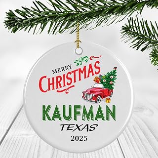 Kaufman Ornament Kaufman TX Christmas Ornament Gifts Plastic Round 3''