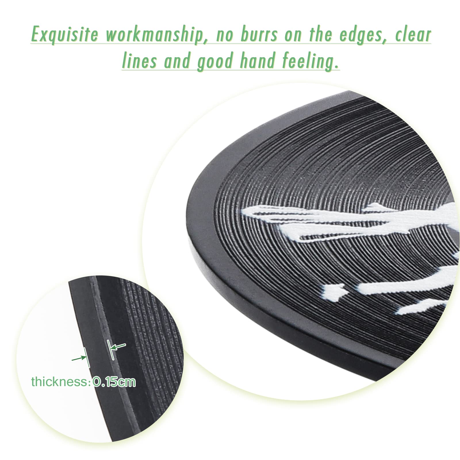 Lot De 6 Dessous De Verre Vinyle Rétro - 10,5cm Avec Support Inclus