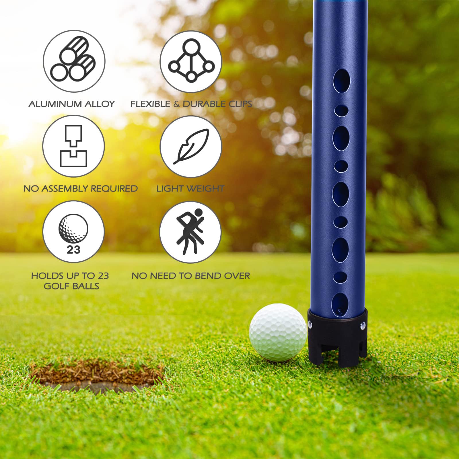 Recuperador de pelotas de golf, tubo superior de aleación de aluminio, agarrador de pelotas de golf, recolector de pelotas, dispositivo de herramienta de recogida para hombres y mujeres