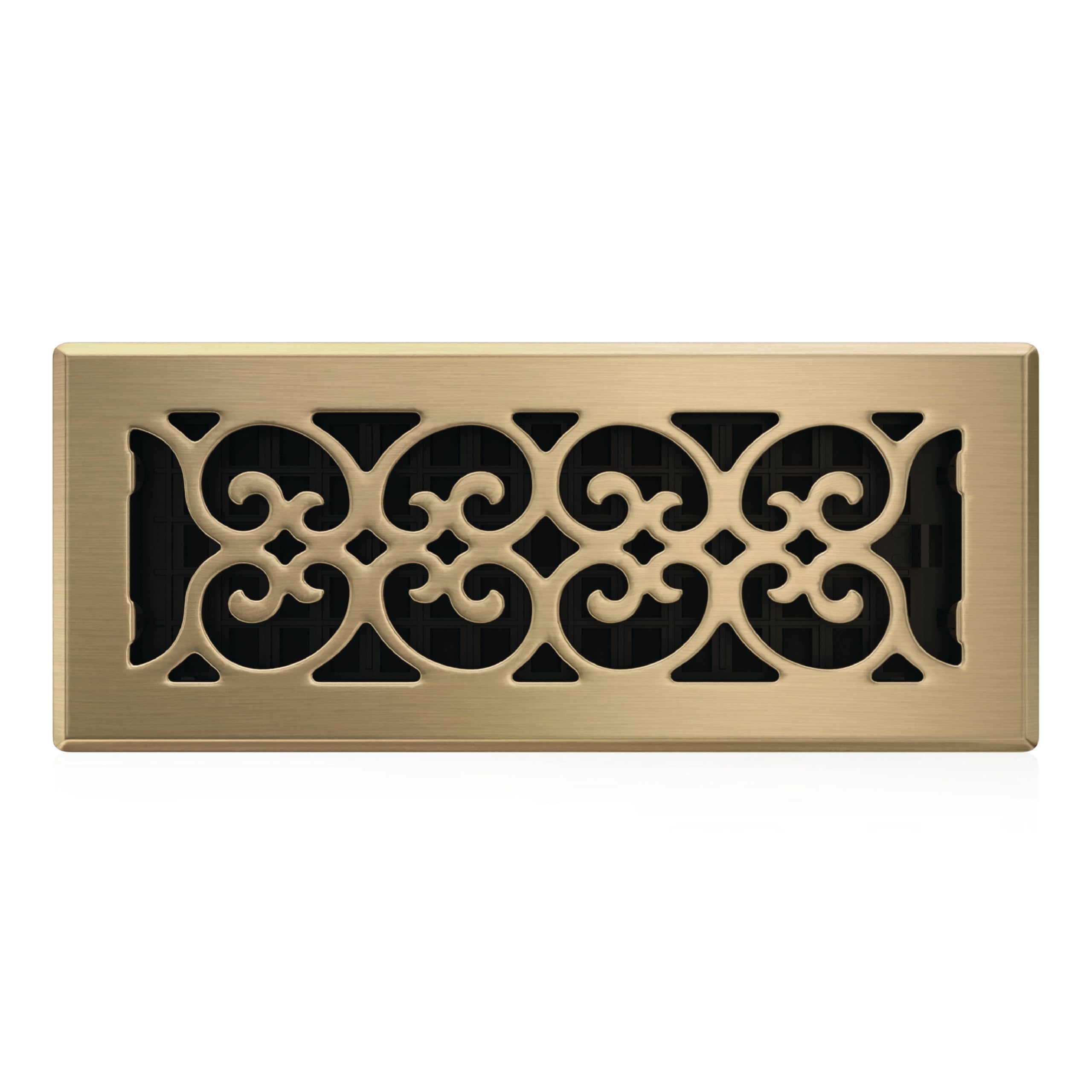 Decor Grates SPH412-A 4-Inch by 12-Inch Scroll Floor Register, Antique Brass
