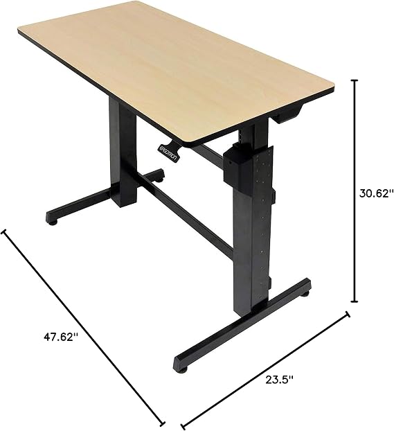 مكتب Ergotron WorkFit-D القائم، حامل جلوس قابل لتعديل الارتفاع، مكتب مريح من خشب البتولا