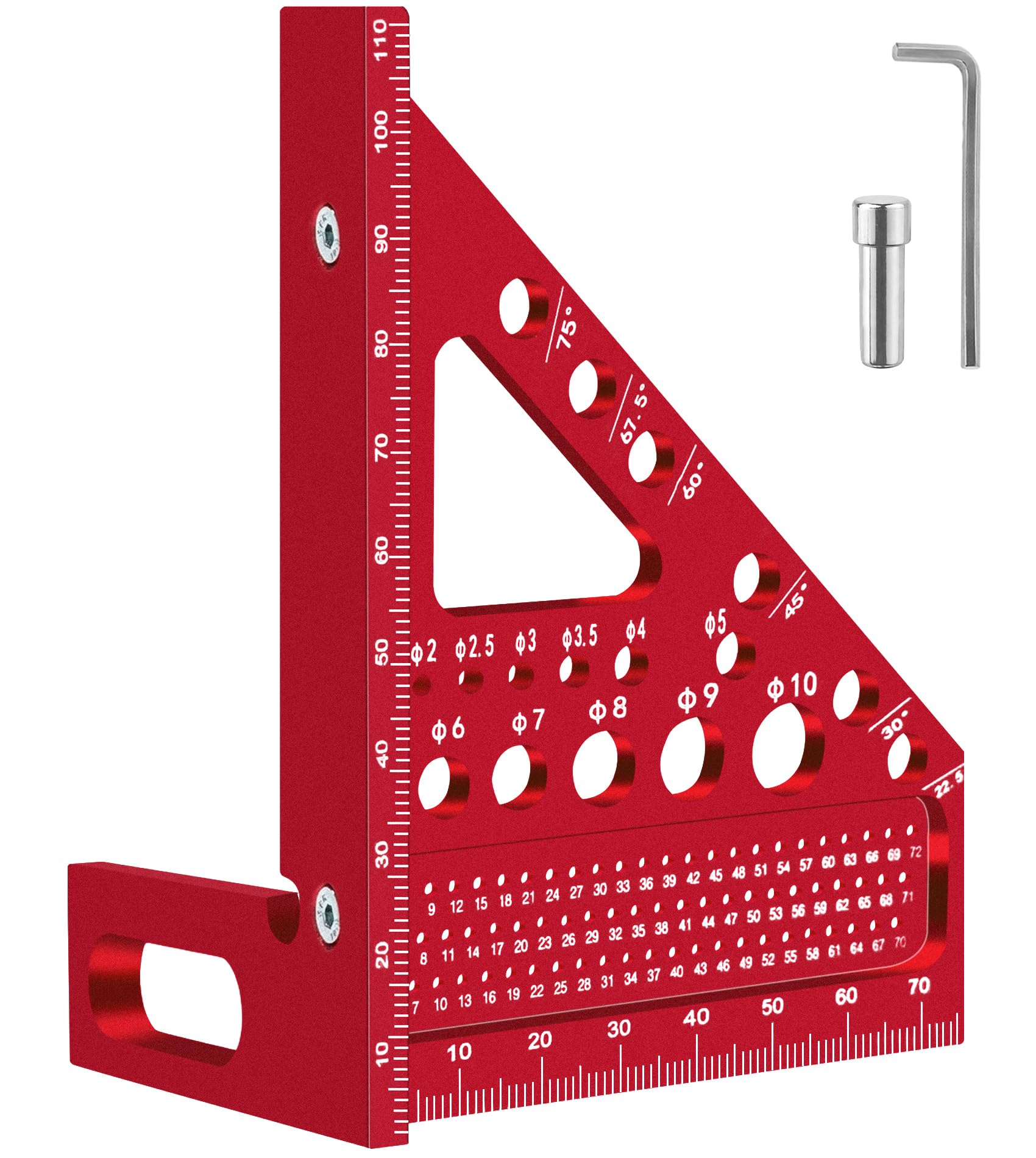 3D Carpenter Square 22.5°-90°, Quick Square Measuring Tools, Multifunctional Carpentry Aluminium Ruler for Tracing and Marking