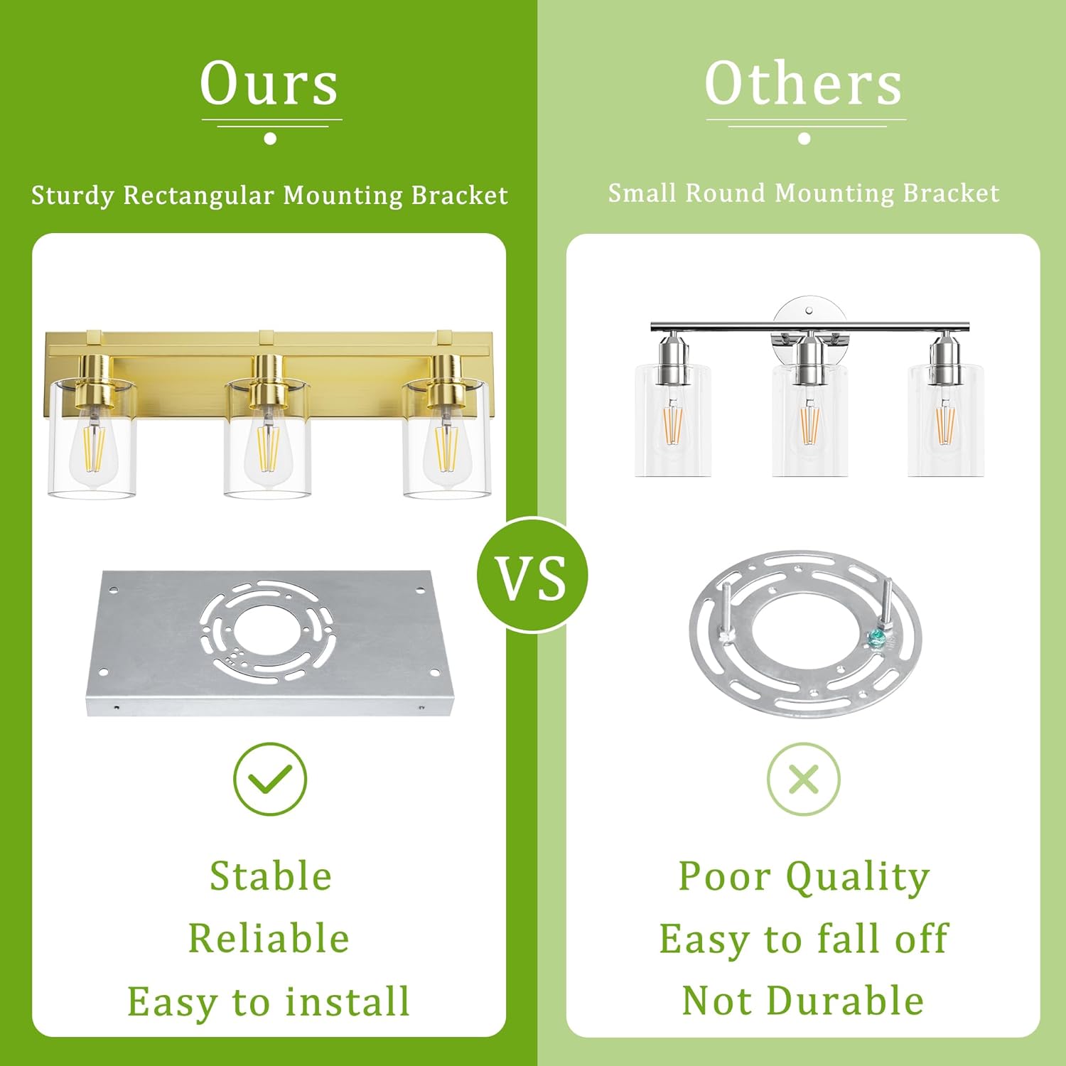 Espird Bathroom Vanity Light, 3 Light Gold Light Fixture with Thickened Clear Glass Shade, 21 inch Modern Wall Sconce,Vanity Light Over Mirror for Bathroom