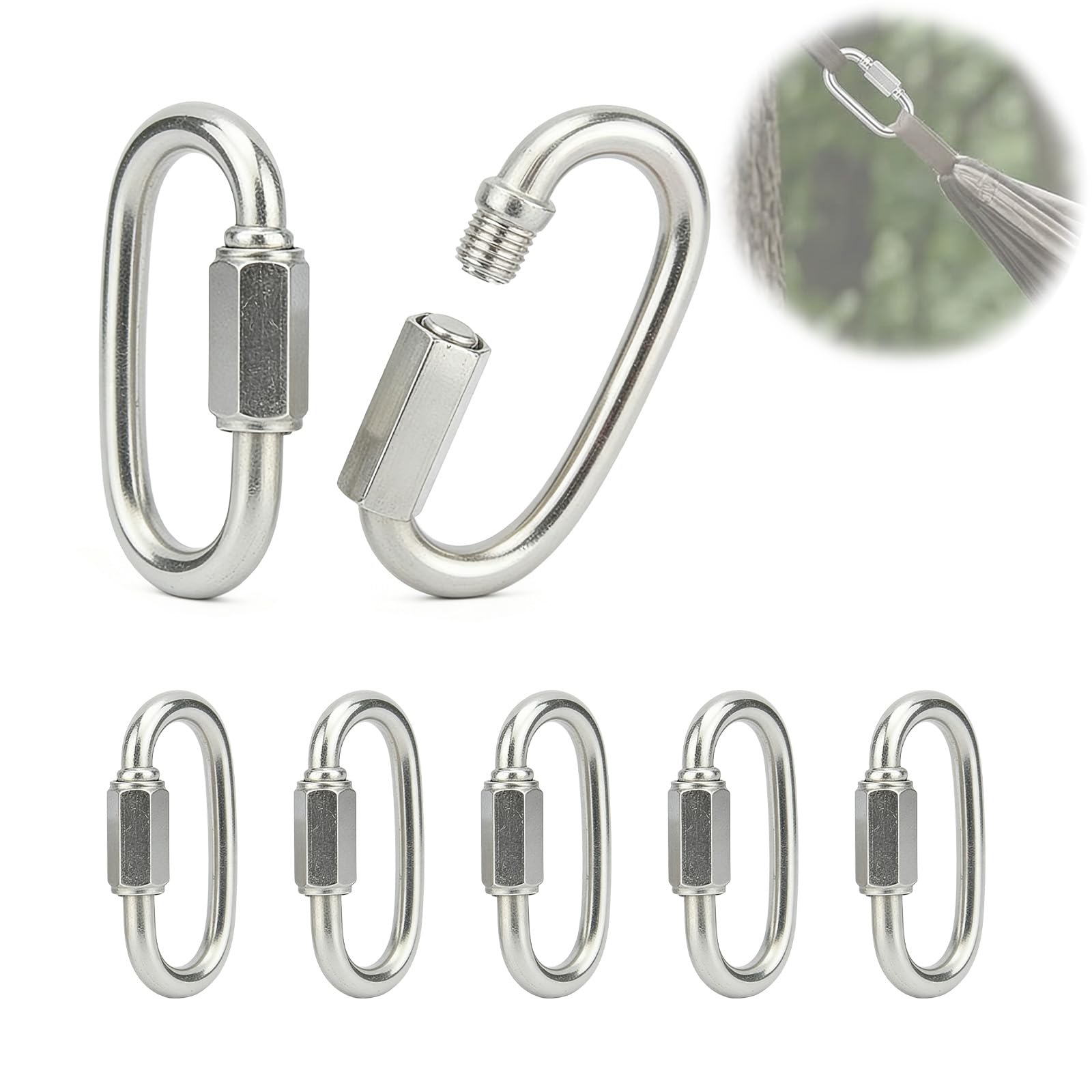 Mousqueton Inox Maillon Rapide Connecteur D Extérieur Intérieur Camping Randonnée Jardin