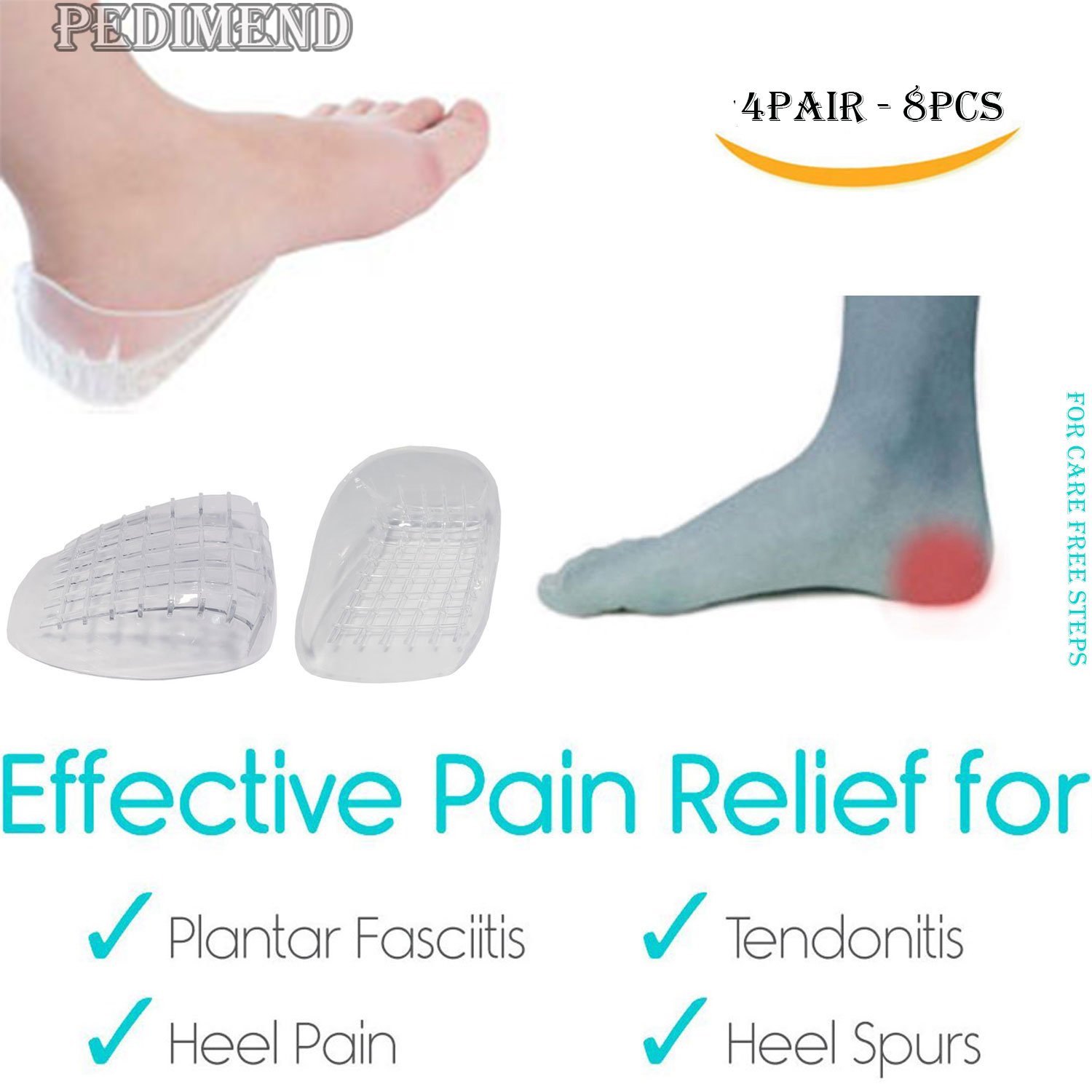 Pedimend Pro Heel Support Cup Spur Pad Insoles - Multi-layer Waffle Design Absorbs Shock - Evenly Distribute Pressure Relieve Fatigue - Heel Cup Perfect for Plantar Fasciitis - UNISEX - Foot Care