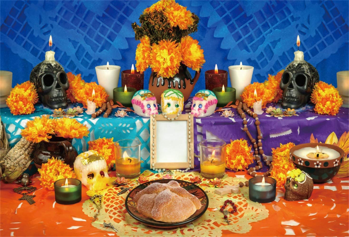 Buy Leowefowa 5x3ft Day of The Dead Backdrop For Mexican Fiesta Altar