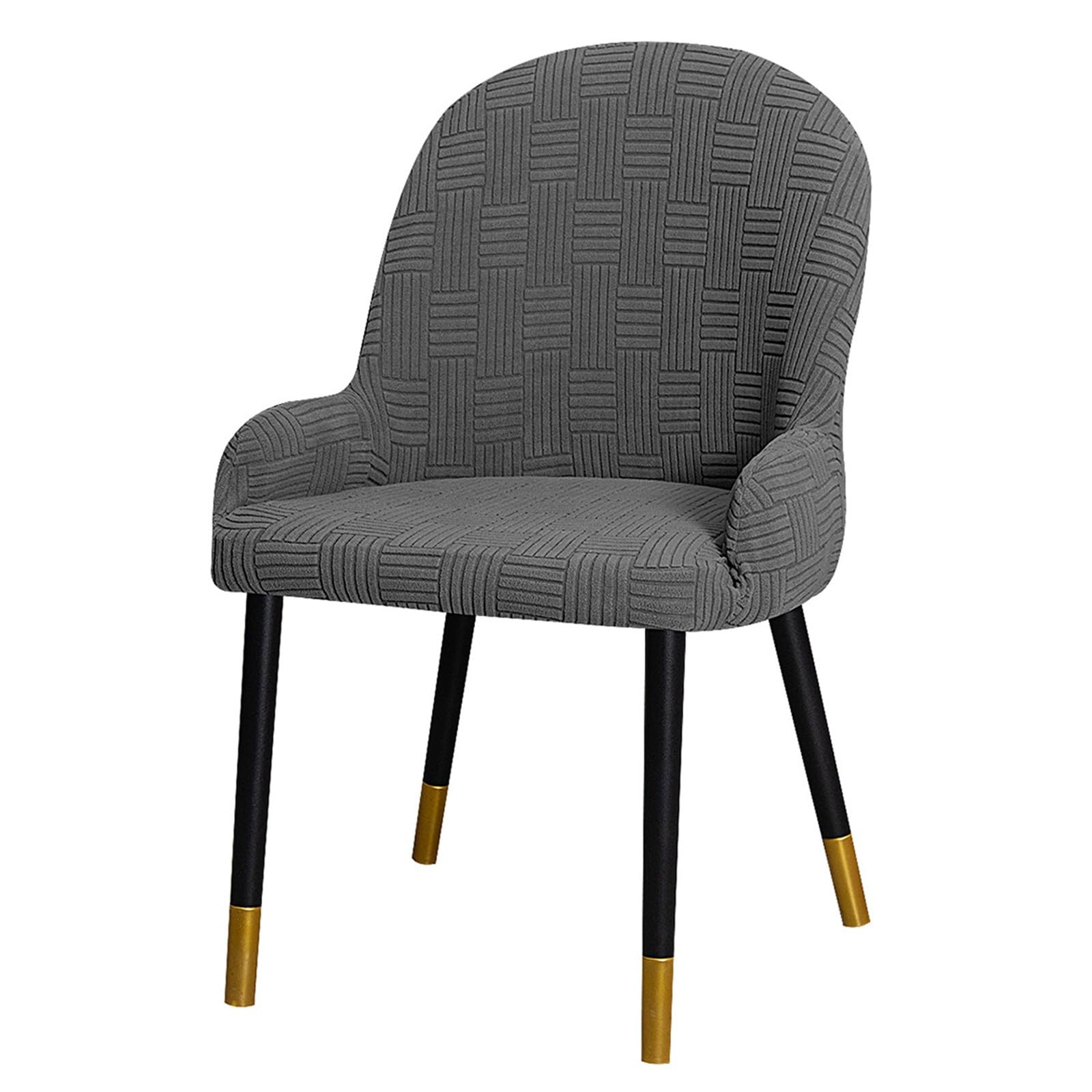 Stuhlhussen mit Gebogener Rückenlehne und Armlehnen,Esszimmer Stuhlhussen 1/2/4/6er-Set,rutschfest und Strapazierfähig,für Wohnzimmer Schlafzimmer Büro Schminktisch(Dark Gray,4 Set)