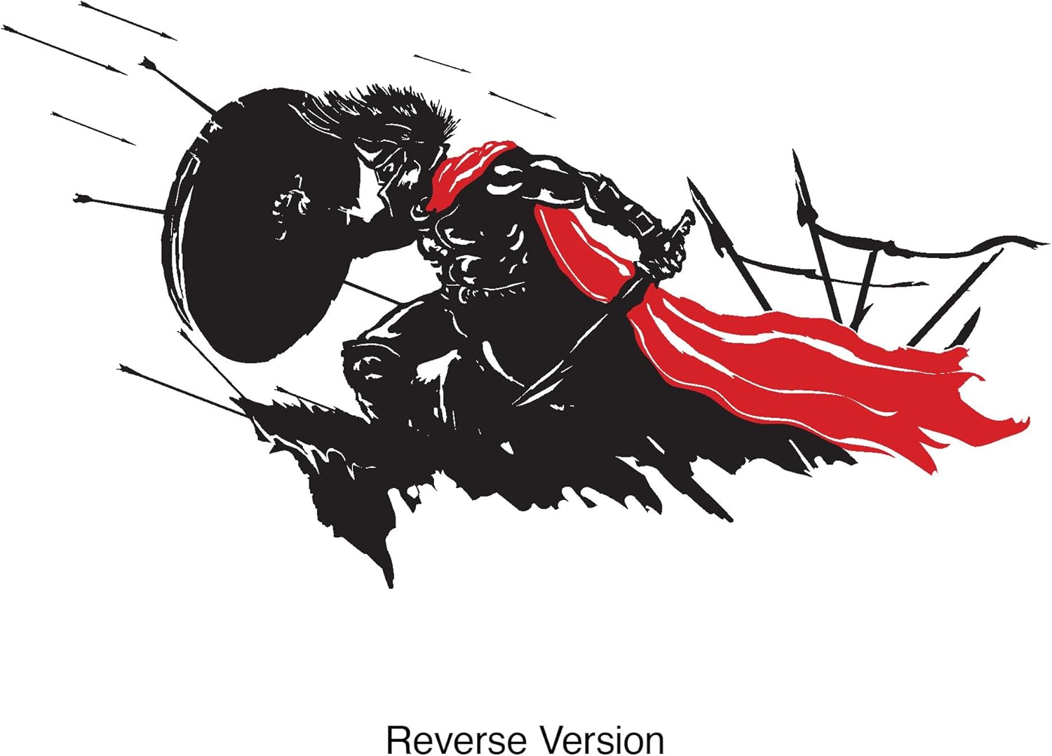 Spartan in Battle Roman Empire Wall Decal Sticker - Black with Red Cape, Large Size. Warrior Wall Decal Sticker. Kid's Room, Game Room, Basement, Man-Cave, Garage Wall Decor. #GFoster178