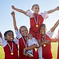Vista 5 de Caydo Gold Medals for Kids, Plastic Medals for Awards Winner Award Medals for Children's Game Prizes, School Sports Games, Competitions, Family