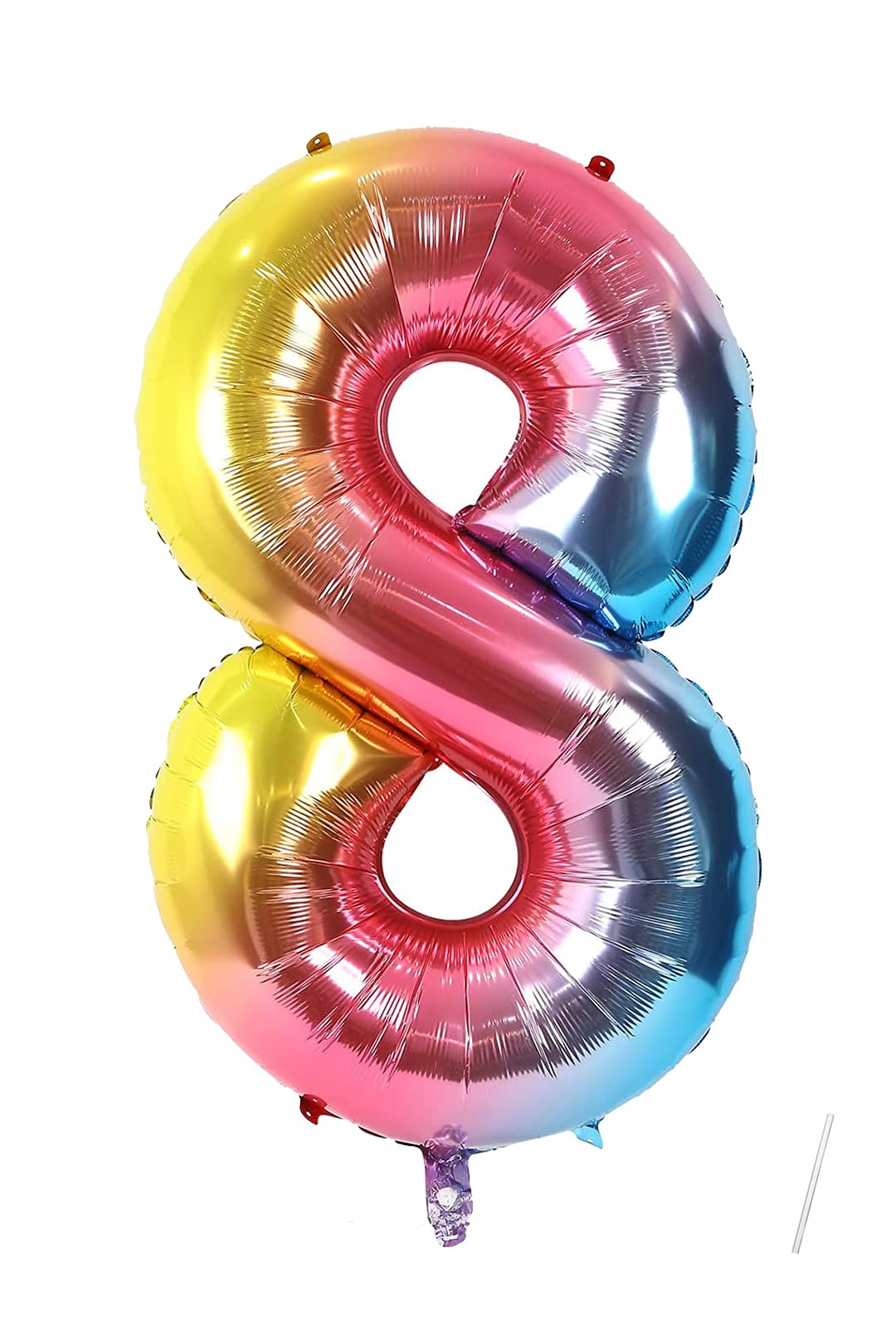 Birthday Foil Balloon Number 8 with Unicorn, 101 cm Rainbow Balloons Number 8, Helium Balloon Number 8, Girls Birthday Balloon Decoration Wedding Anniversary Festival Party Decoration - Flies with