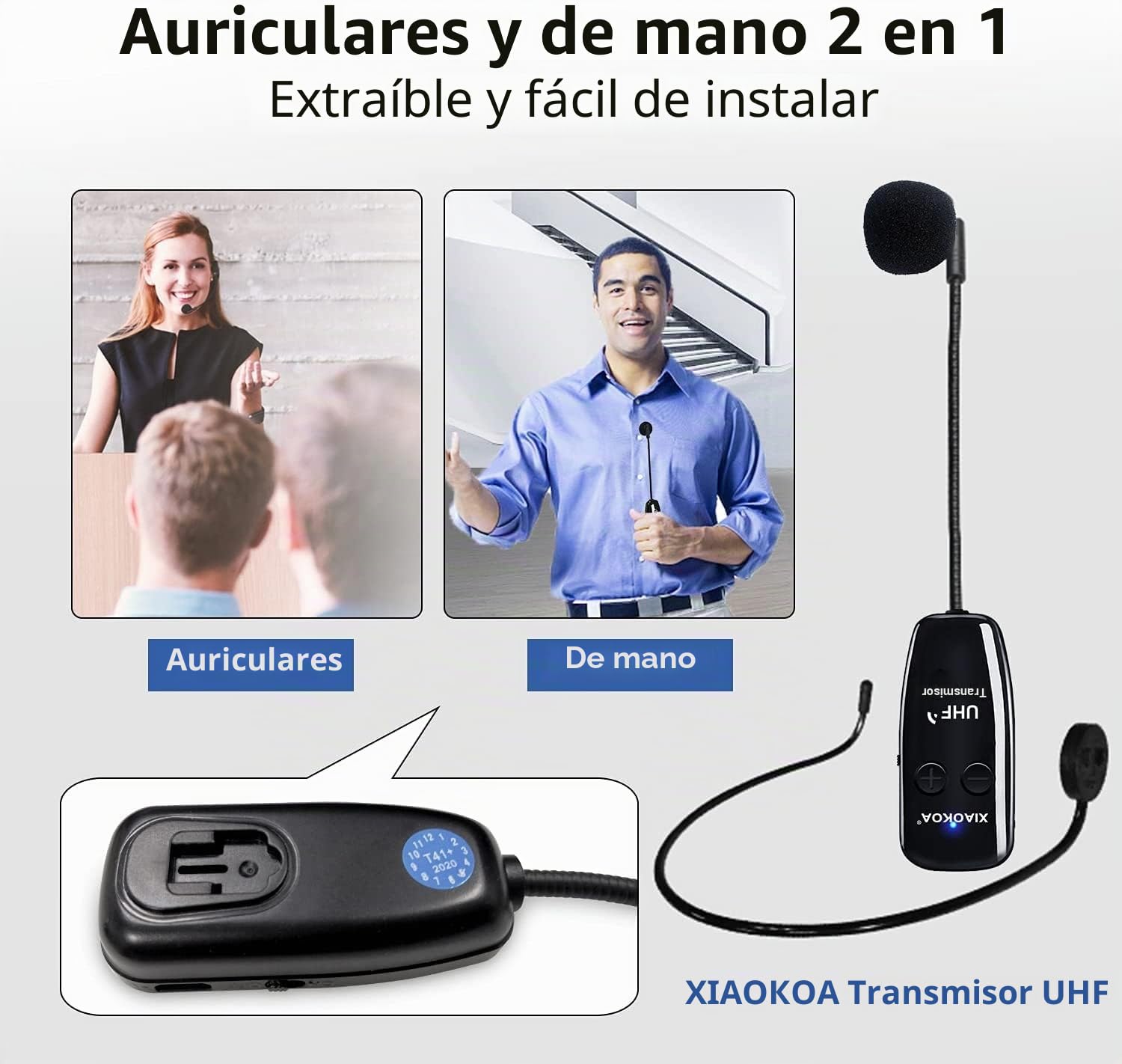 Wireless Micrófono,UHF Micrófono Inalámbrico,Transmisión Inalámbrica de 50 m,para Guía Turística/Enseñanza/Promoción/Discurso