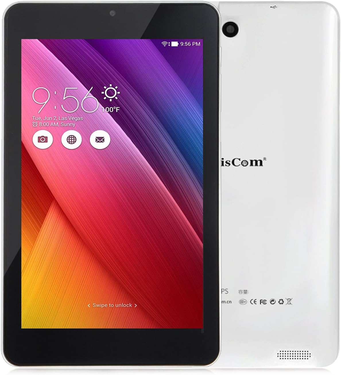 UnisCom MZ73 IPS 1280x800 Resolution 1G 16G 7 Inch Android Tablet Quad Core Front Black Rear White