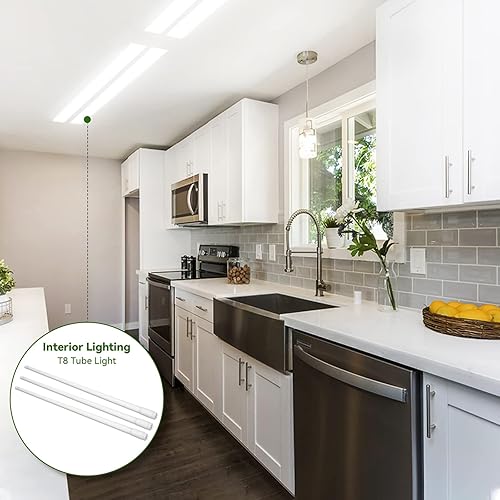 Miniatura 4 de LEDONE Bombillas de tubo T8 de 4 pies, esmerilado tipo B de extremo simple o doble, luz diurna de 5000 K, 9 W, 1750 LM, tubo de vidrio de 120-277 V,