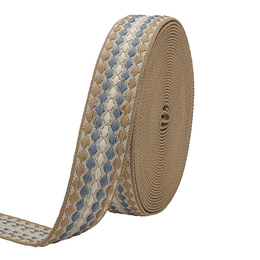 PH PandaHall 9m Webbing Strap Fabric Brown Jacquard Webbing Ribbon 38mm Wide Purse Bags Backpack Strap Decorative Ribbon Strapping for Sewing Bags Handles Crafts Straps Belt