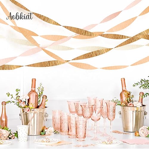 Miniatura 6 de AOBKIAT Decoración de boda de papel crepé de melocotón dorado y rosa, 8 piezas, decoraciones de fiesta para bodas, despedidas de soltera,