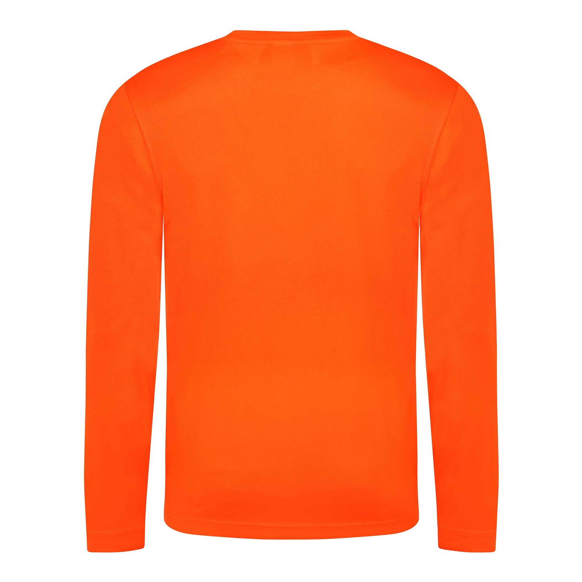 Just Cool Mens Long Sleeve Cool Sports Performance Plain T-Shirt (M) (Electric Orange)