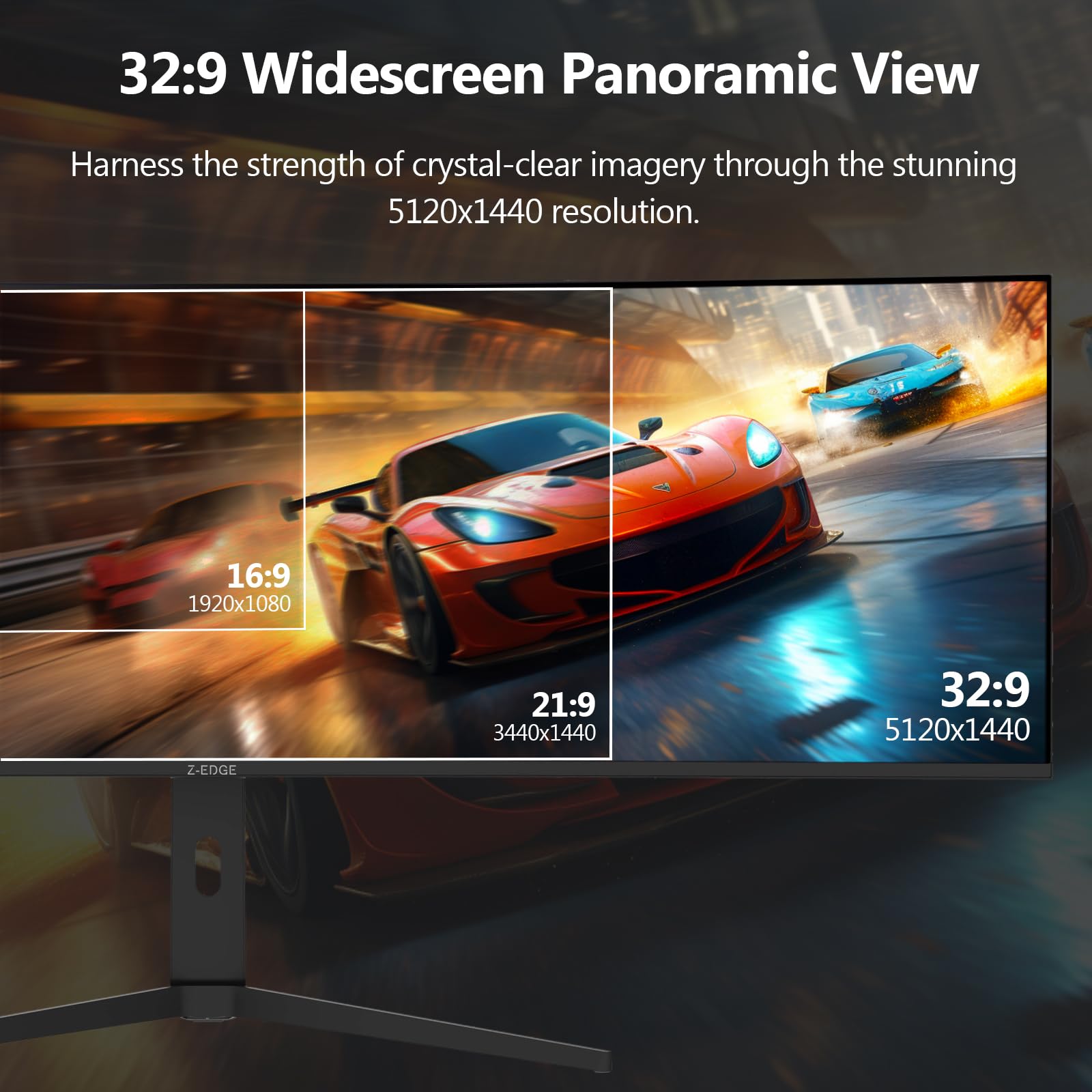 Z-Edge Zakrzywiony Monitor Gamingowy 49 Cali 144Hz, Panel IPS, DQHD 5120x1440, 32:9, KVM, 1ms, FreeSync, Regulowana Wysokość/Pochylenie, Obrotowy, 10Bit, 400cd/m², USB Type C 65W/HDMI2.1/DP1.4