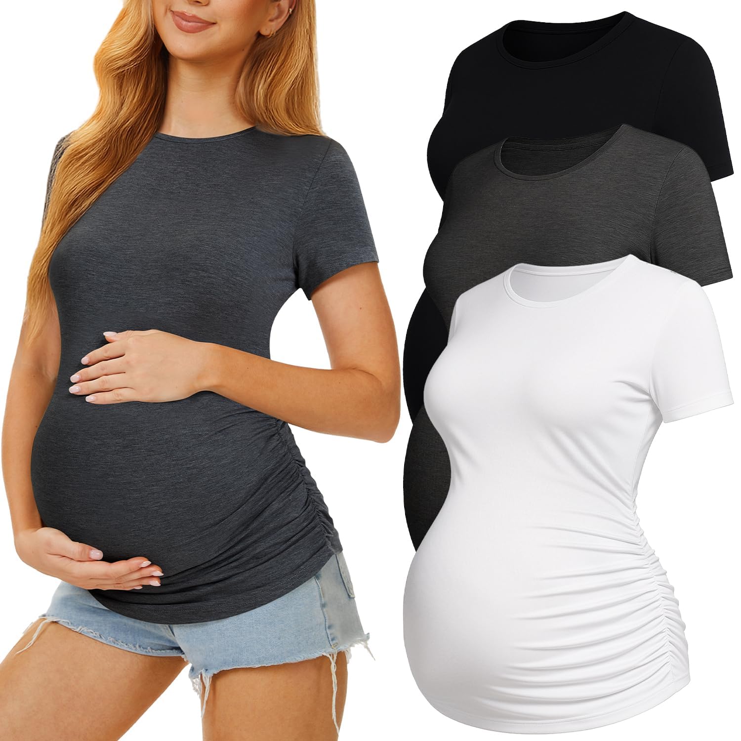 3 Pack Crew Neck Maternity Shirts