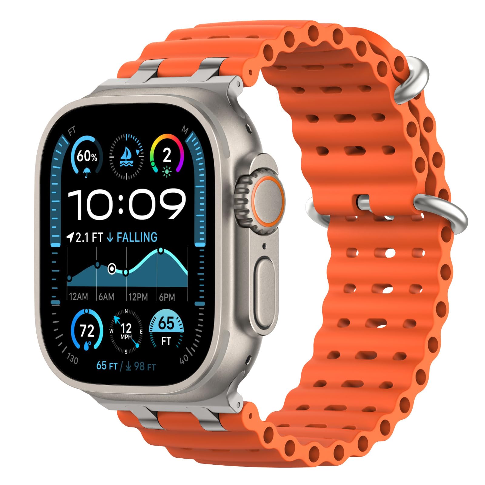 Astorgos Upgraded Ocean Band Compatible with Apple Watch Ultra 3/2/1 49mm, S11/S10 46mm, 9/8/7 45mm, SE3/SE2/SE/6/5/4 44mm, 3/2/1 42mm, Metal