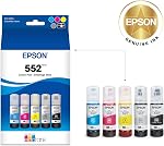 EPSON 552 EcoTank Ink Ultra-high Capacity Bottle Five Color Combo Pack (T552920-S) Works with EcoTank Photo ET-8500, ET-8550