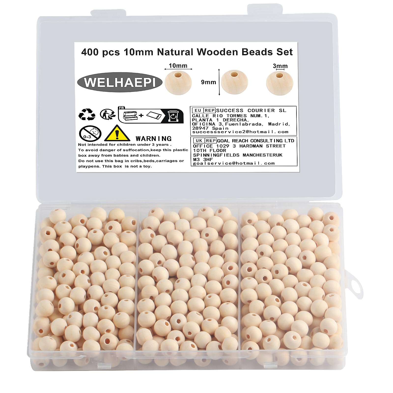 400 Perline Di Legno Naturali - 8 Modelli, Foro 5mm, Per Braccialetti Fai Da Te E Decorazioni - Foto 11