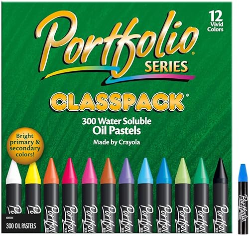 Vista 2 de Crayola Classpack de pasteles al óleo, suministros escolares, solubles en agua, 12 colores surtidos, 300