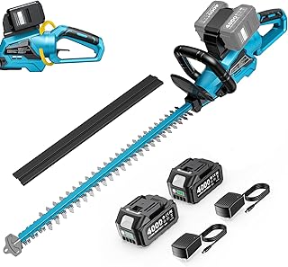 40V Cordless Electric Hedge Trimmer - Hedge Trimmer with Dual Action Blade 24", Brushless Motor 26000rpm, Blade Spacing 27mm, with 2 x 4.0Ah Batteries, Ideal for Shrubs and Hai