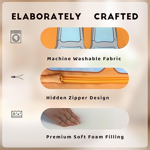 Miniatura 5 de Hän Babos Sofá modular para niños, sofá convertible para niños, sofá modular con temática de autobús escolar para niños y niñas, sofá cama para